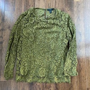 J. Crew lace top in gorgeous green! Worn twice.